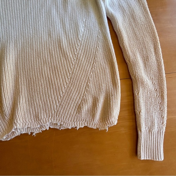 Cotton by Autumn Cashmere M cotton ivory cream orange crew neck sweater - Picture 2 of 8
